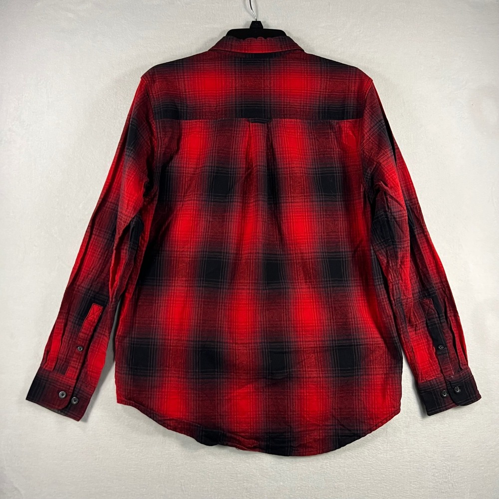 Woolrich Red Black Plaid Flannel Long Sleeve Button Up Shirt Men's Medium - Picture 2 of 6